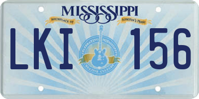 MS license plate LKI156