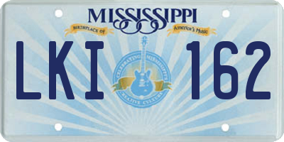 MS license plate LKI162