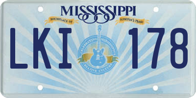 MS license plate LKI178