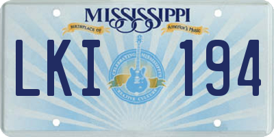 MS license plate LKI194