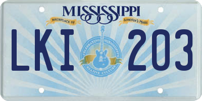 MS license plate LKI203