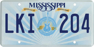 MS license plate LKI204