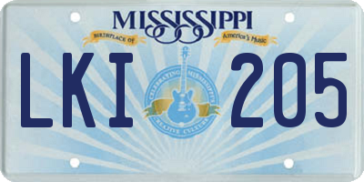 MS license plate LKI205