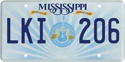 MS license plate LKI206