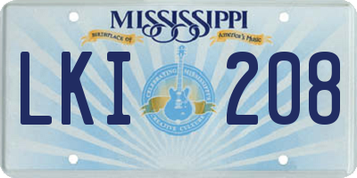MS license plate LKI208