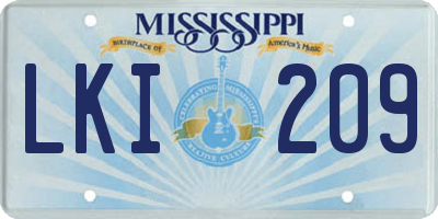 MS license plate LKI209