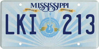 MS license plate LKI213