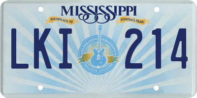 MS license plate LKI214