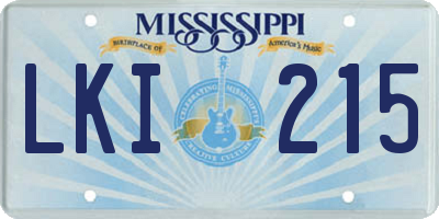 MS license plate LKI215
