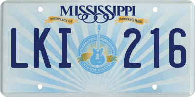 MS license plate LKI216