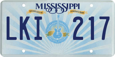 MS license plate LKI217