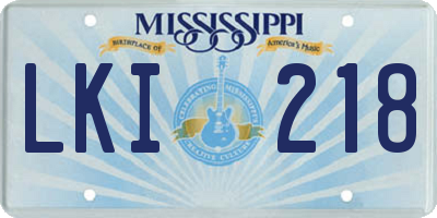 MS license plate LKI218