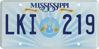 MS license plate LKI219