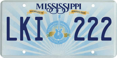 MS license plate LKI222