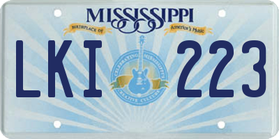 MS license plate LKI223