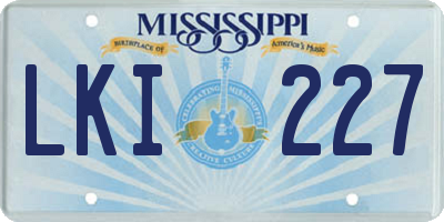 MS license plate LKI227