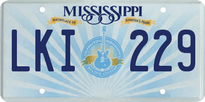 MS license plate LKI229