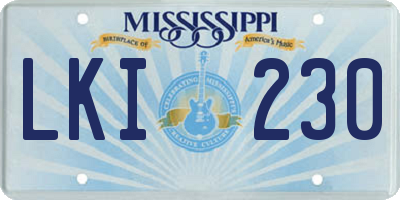 MS license plate LKI230