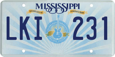 MS license plate LKI231