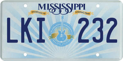 MS license plate LKI232