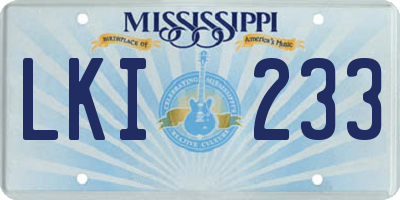 MS license plate LKI233