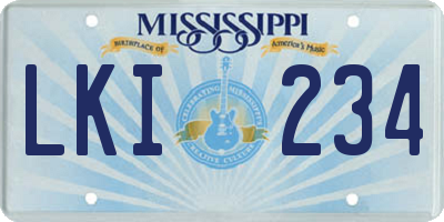 MS license plate LKI234