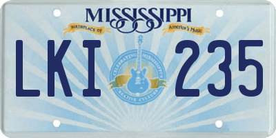 MS license plate LKI235