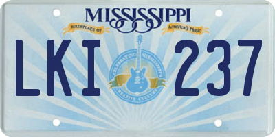 MS license plate LKI237