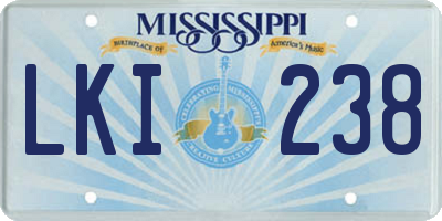MS license plate LKI238