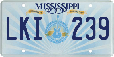 MS license plate LKI239