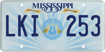 MS license plate LKI253