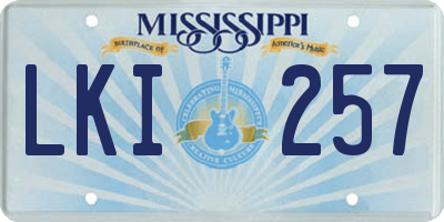 MS license plate LKI257