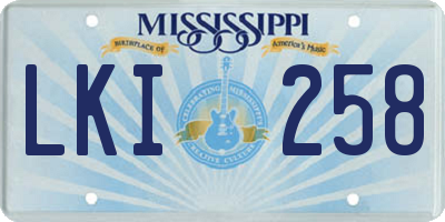 MS license plate LKI258
