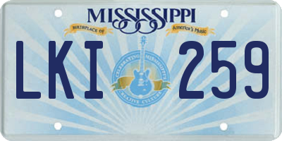MS license plate LKI259