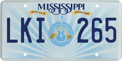 MS license plate LKI265
