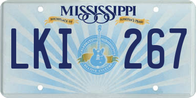 MS license plate LKI267