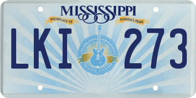 MS license plate LKI273