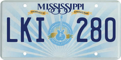 MS license plate LKI280