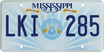 MS license plate LKI285