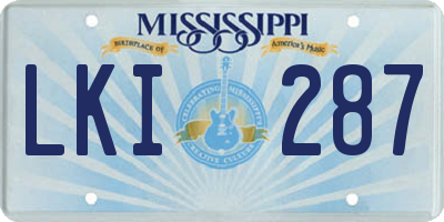 MS license plate LKI287