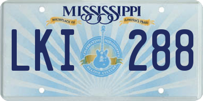 MS license plate LKI288
