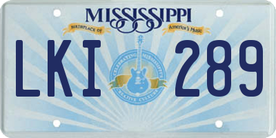MS license plate LKI289