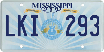 MS license plate LKI293