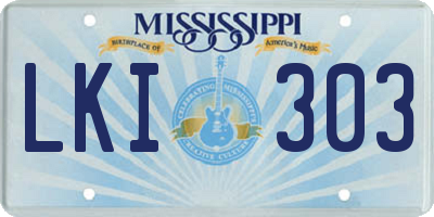 MS license plate LKI303
