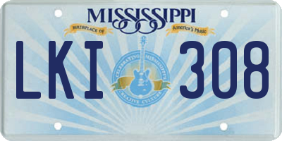 MS license plate LKI308