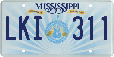 MS license plate LKI311