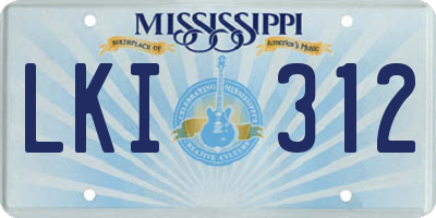 MS license plate LKI312