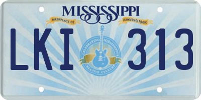 MS license plate LKI313