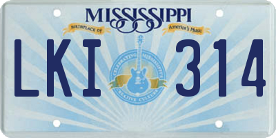 MS license plate LKI314