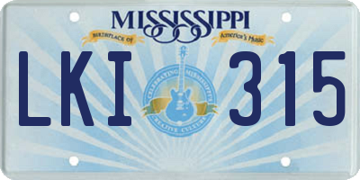 MS license plate LKI315